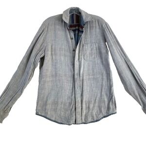 Faherty Reversible Shirt Men Sz M Blue‎ Grey Long Sleeve *check measurements*